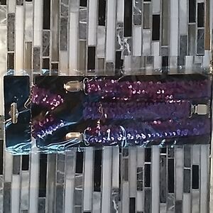 Purple sequins suspenders Hallowen dance costume